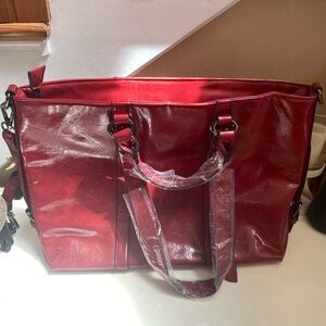 NEW BURGUNDY LARGE HANDBAG NO BRAND